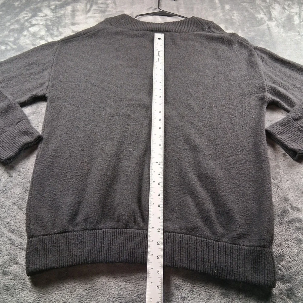 Stacy London V-Neck Sweater Womens Medium Black Knit Long Sleeve Oversized 2326